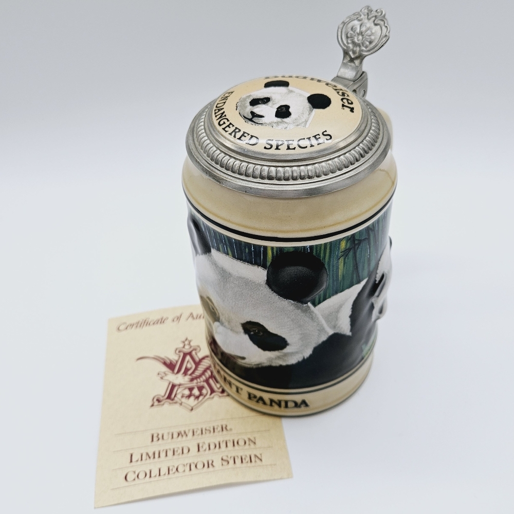 ANHEUSER BUSCH | Budweiser Endangered Species Series giant panda stein 1992